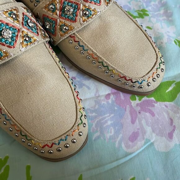 Montana West Mules Slides Canvas Rhinestone Embroidered - Picture 3 of 6